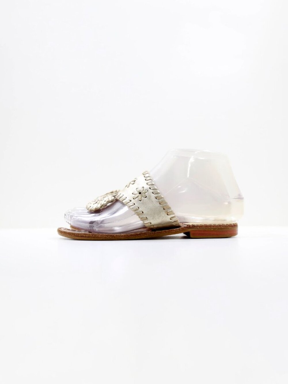 Jack Rogers Hamptons Gold Leather Lightweight Flat Thong Sandals - Youth 2
